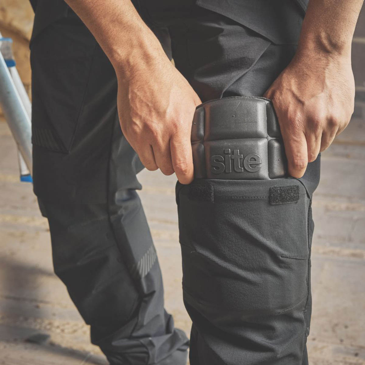 Site Work Trousers Mens Slim Fit Black Stretch Multi Pocket Breathable 30"W 32"L - Image 4