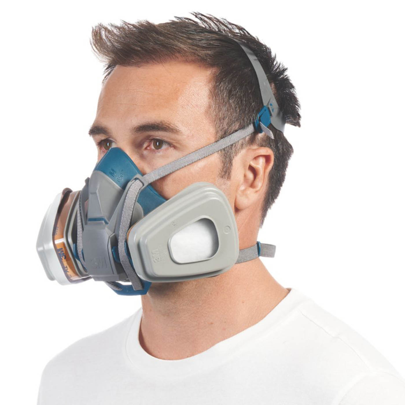 One Size Quick Latch Half Face Respirator Replaceable Filters A2-P3 7 Piece Set - Image 2