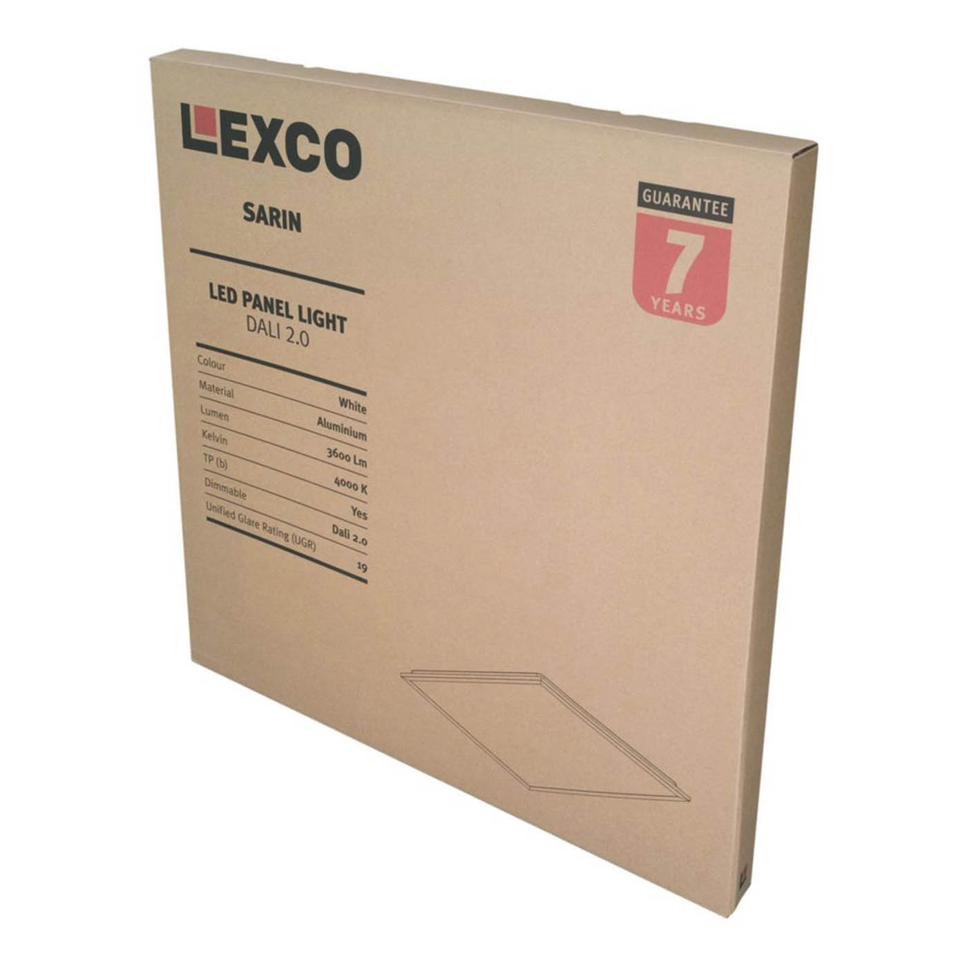 Lexco Panel Light LED Square Cool White Dimmable 26W Ceiling Mounted 595 x 595mm - Image 6
