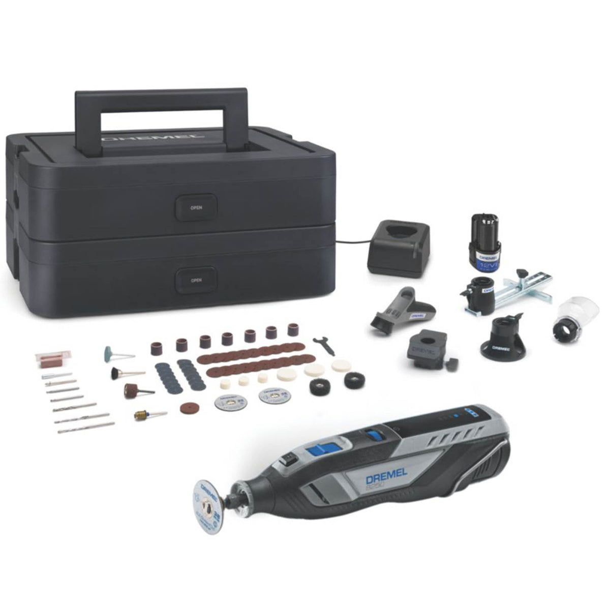 Dremel 8250-5/65 12V 2 x 2.0Ah Li-Ion Brushless Cordless Multi-Tool with Accessories 71 Piece Set - Image 1