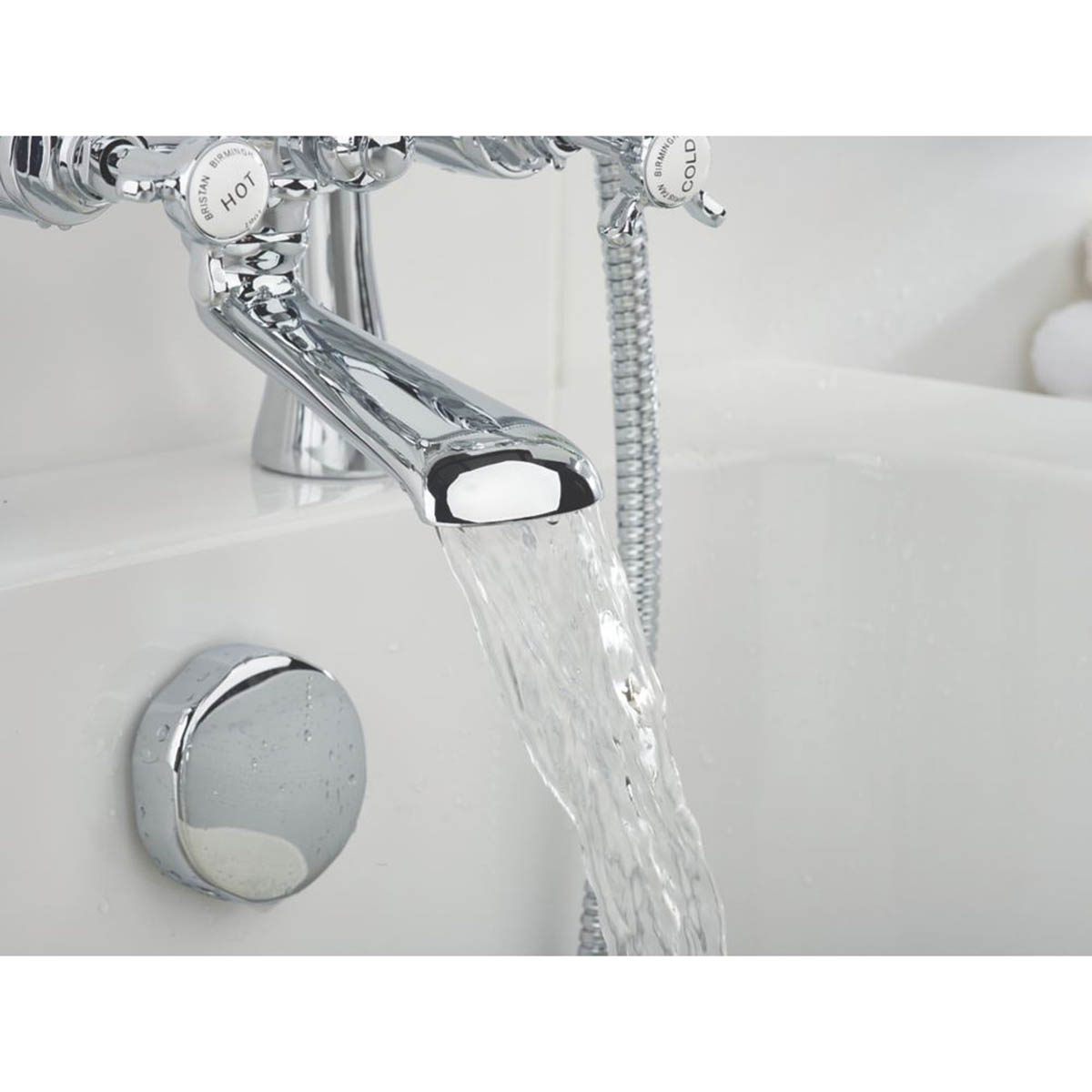 Bristan Bath Filler Tap Shower Mixer Chrome Double Lever Cross Head Traditional - Image 6