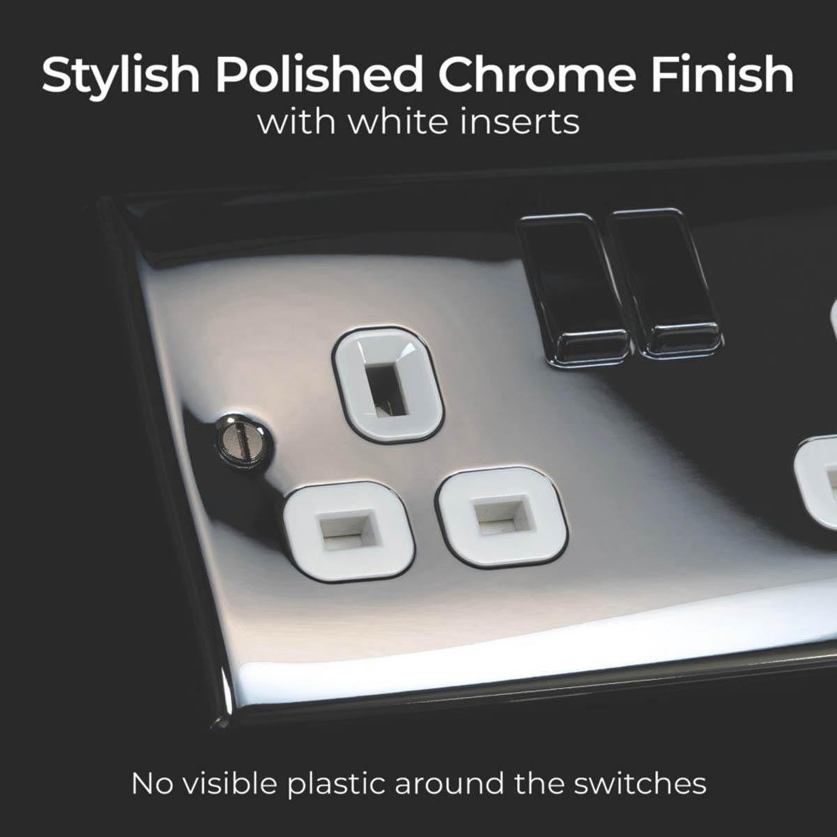 British General Switched Plug Sockets 13A 2-Gang DP Polished Chrome 5 Pack - Image 4