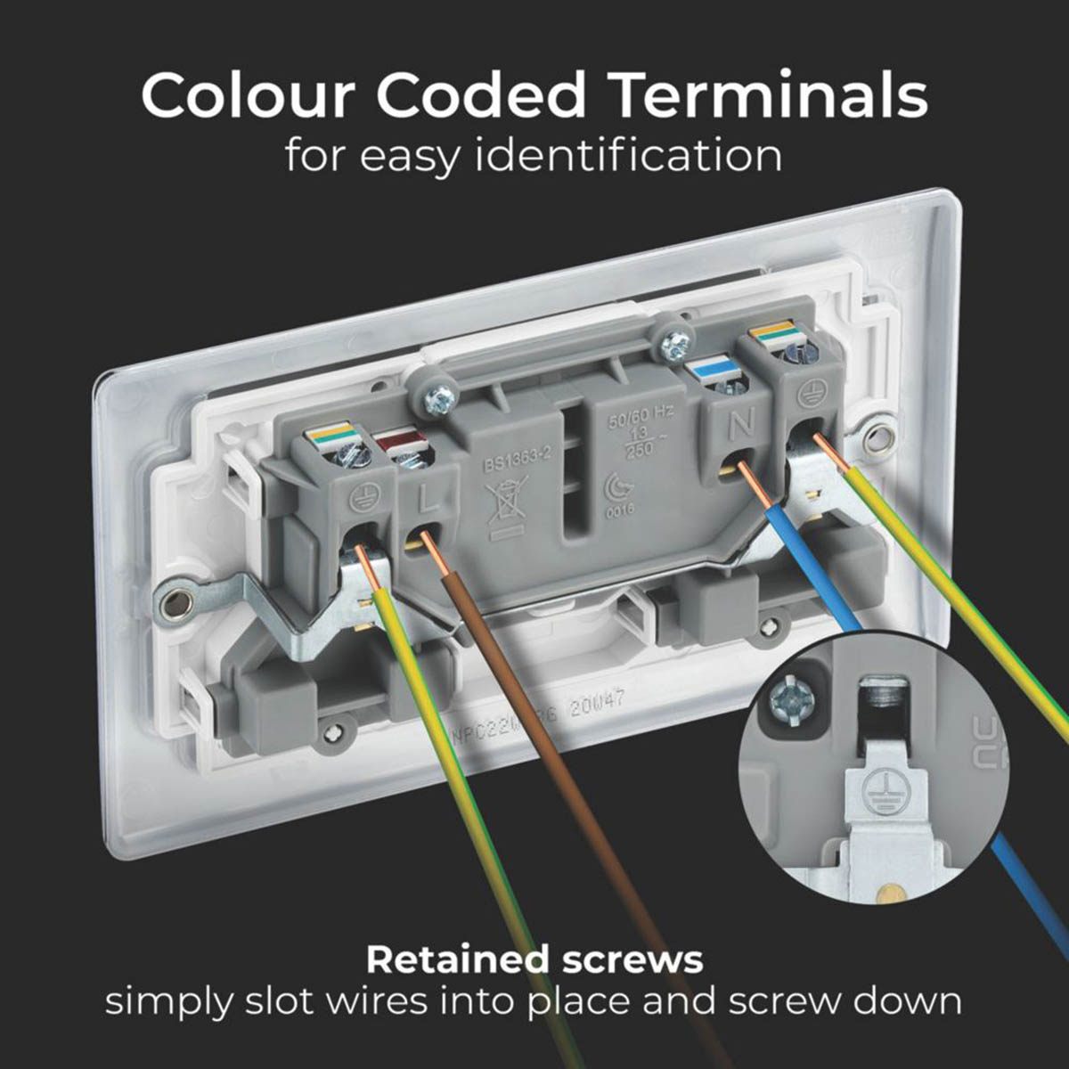 BG Wall Plug Sockets Chrome White Inserts 13A 2 Gang DP Switched Pack Of 5 - Image 6