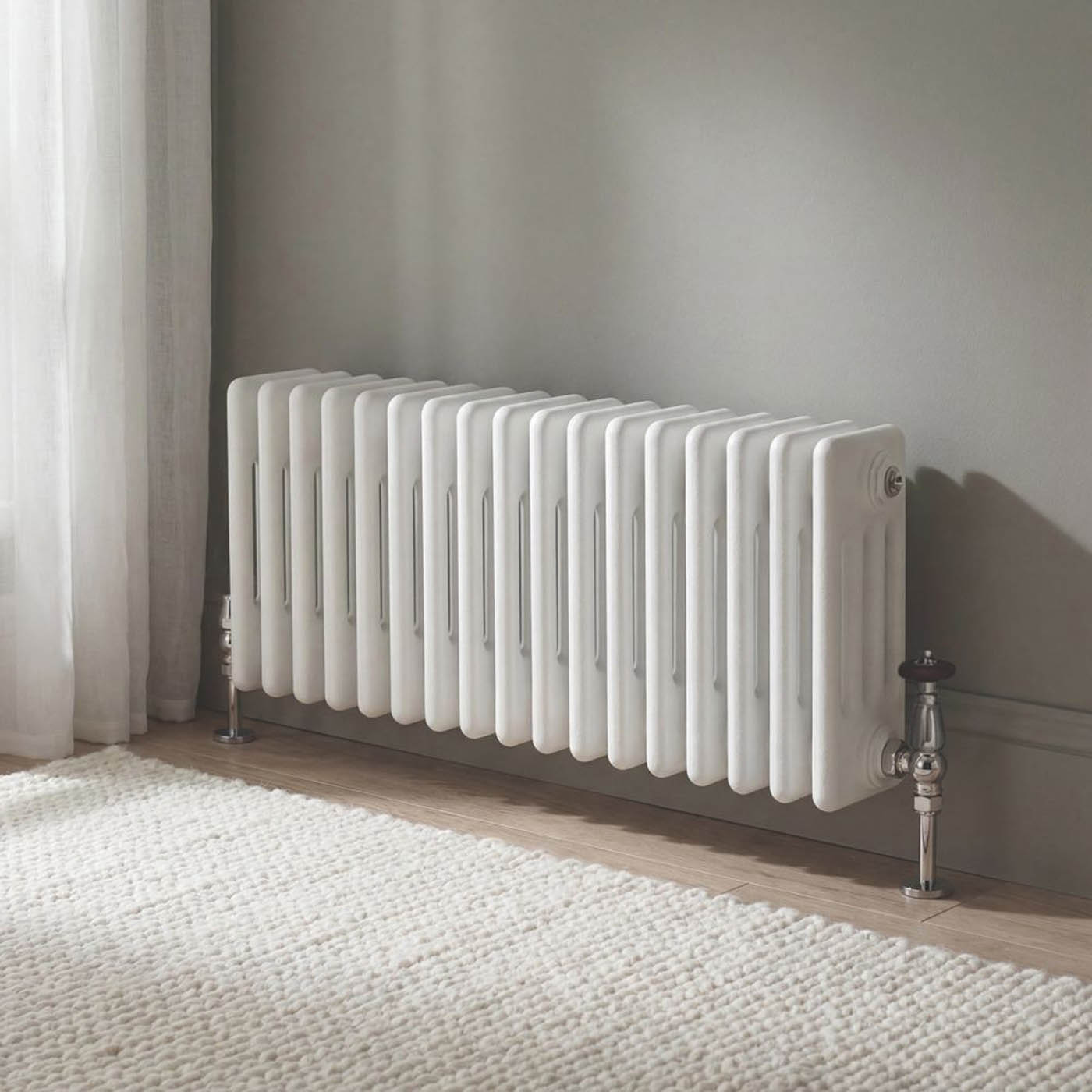 Flomasta 4 Column Radiator White Horizontal Steel Traditional (H)30x(W)78.5cm - Image 2