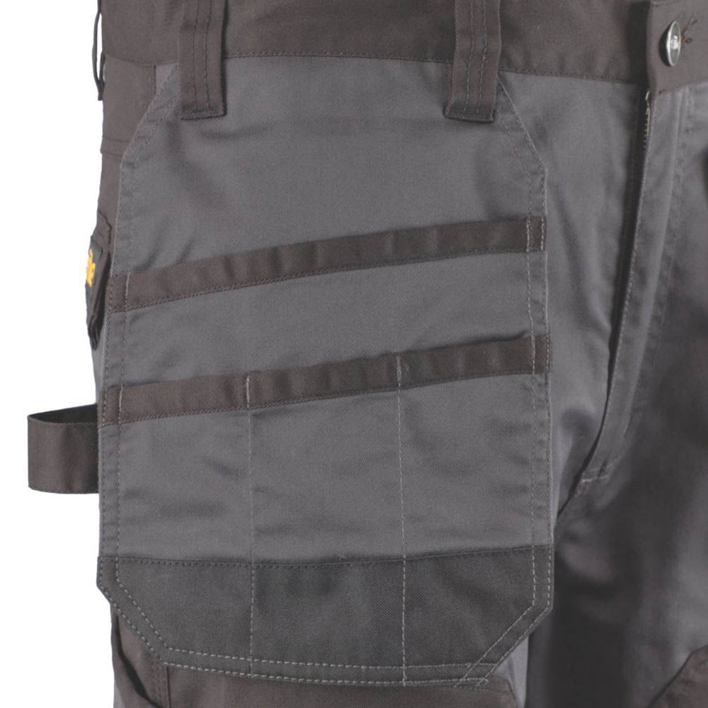 Site Work Trousers Mens Regular Fit Grey Black Stretch Multi Pockets 30W 32L - Image 5