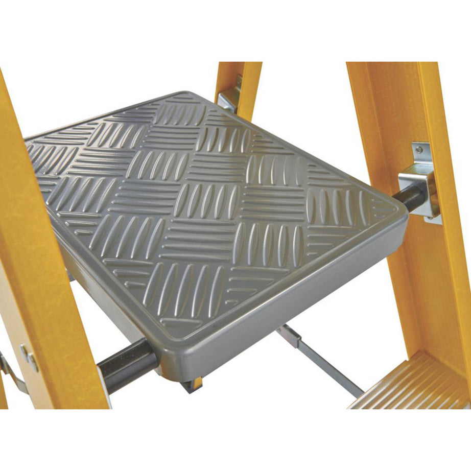 Zarges Platform Step Ladder 1.78m 5 Step Yellow Fibreglass Anti Slip Flat Treads - Image 5