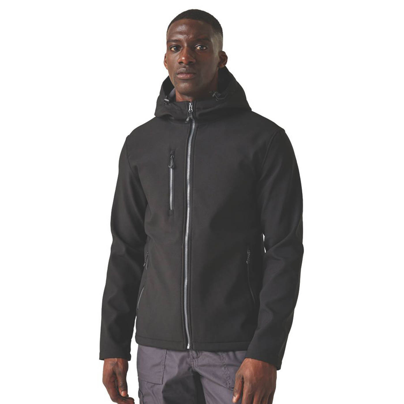 Regatta Navigate 2-Layer Hooded Jacket Black/Seal Grey X Large 43.5" Chest - Image 3