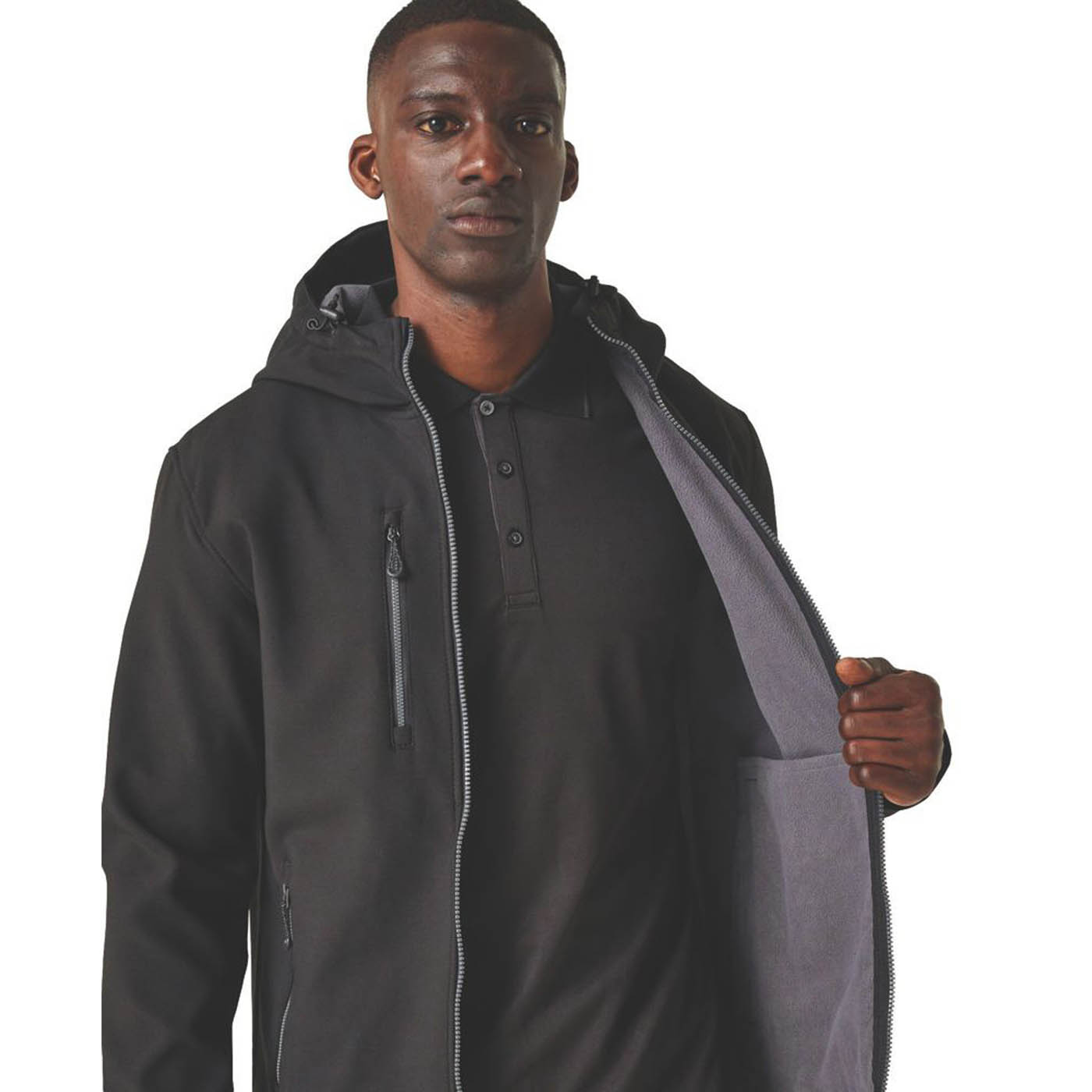 Regatta Navigate 2-Layer Hooded Jacket Black/Seal Grey X Large 43.5" Chest - Image 5