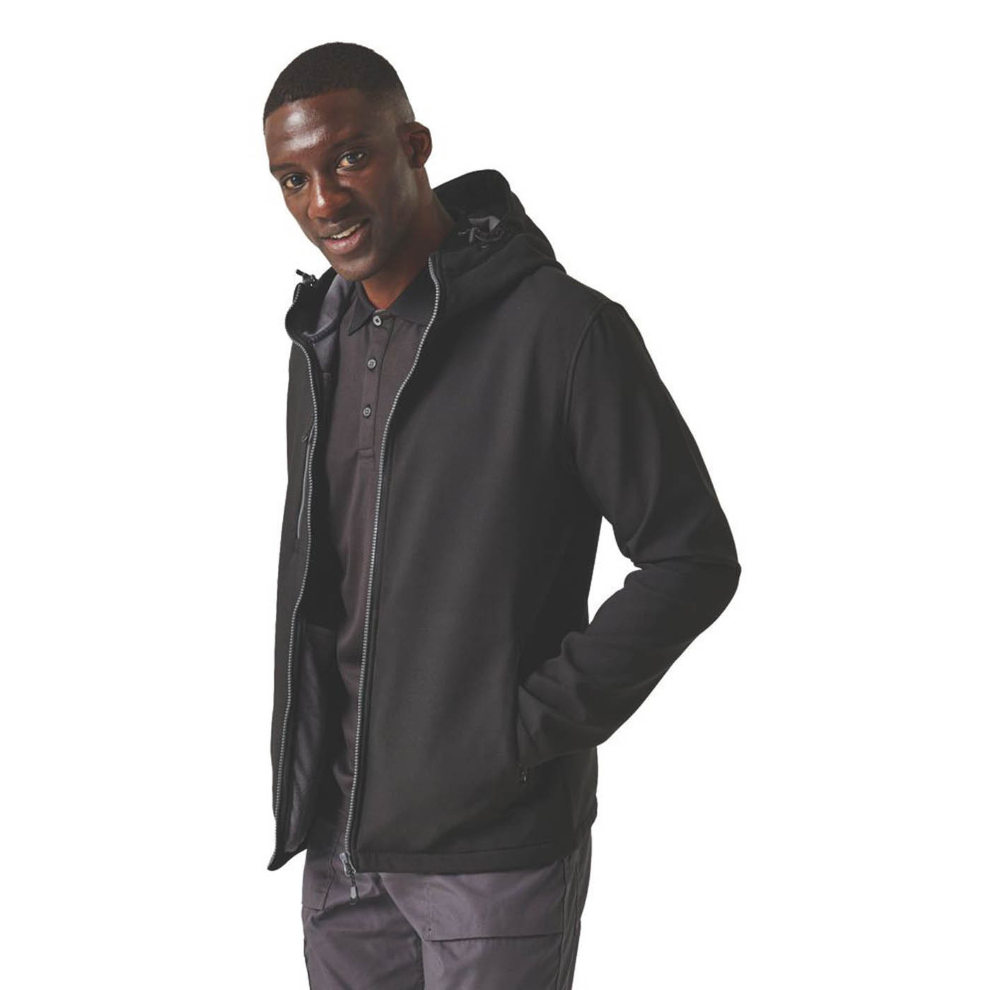 Regatta Navigate 2-Layer Hooded Jacket Black/Seal Grey X Large 43.5" Chest - Image 6