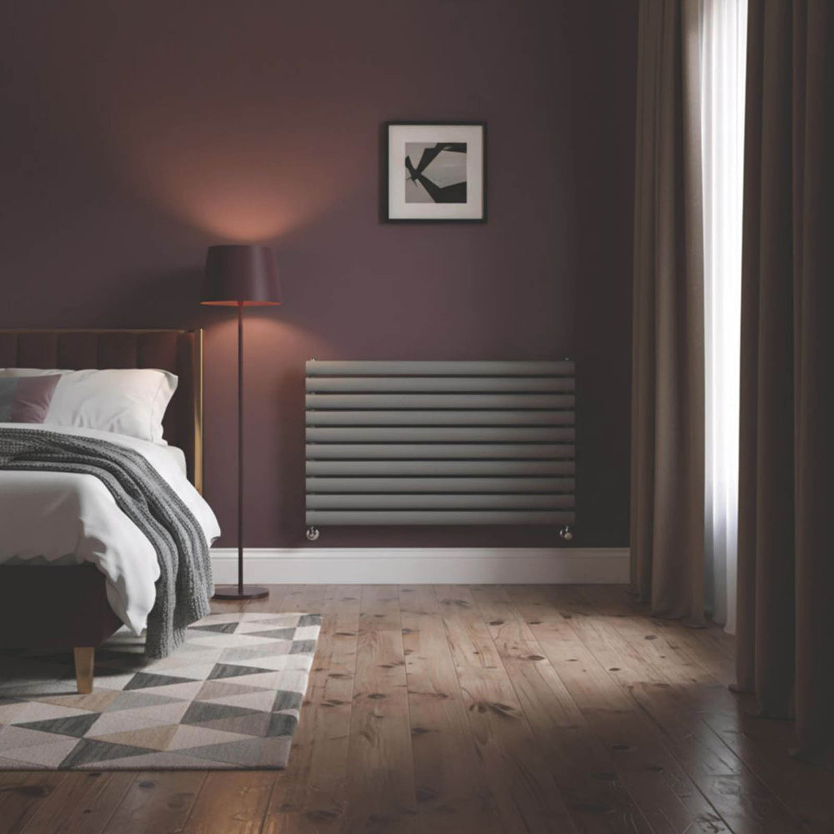 Flomasta 600mm x 1200mm 2626BTU Anthracite Horizontal Designer Radiator - Image 2