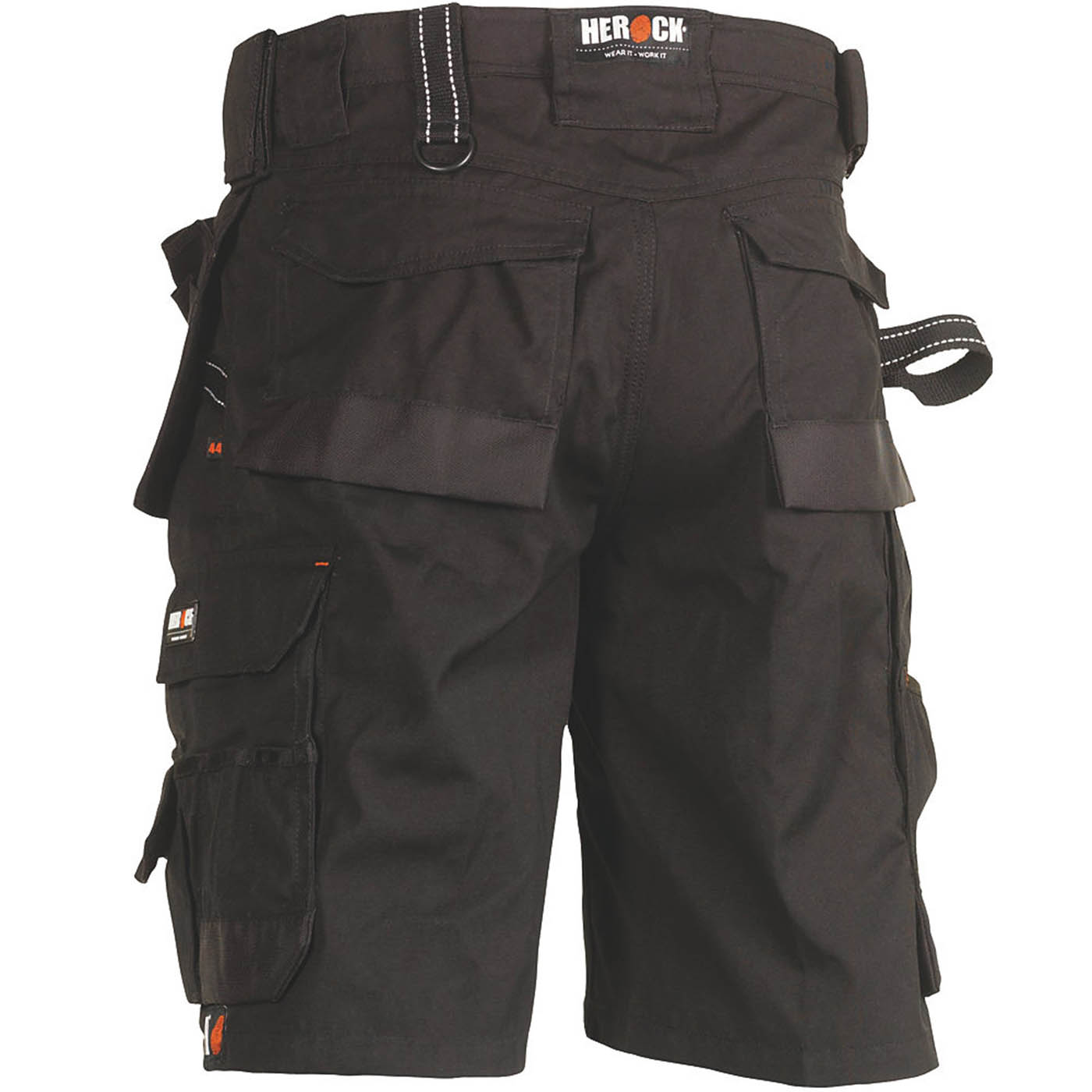 Herock Work Shorts Mens Regular Fit Black Multi Pockets Breathable Cargo 36"W - Image 2