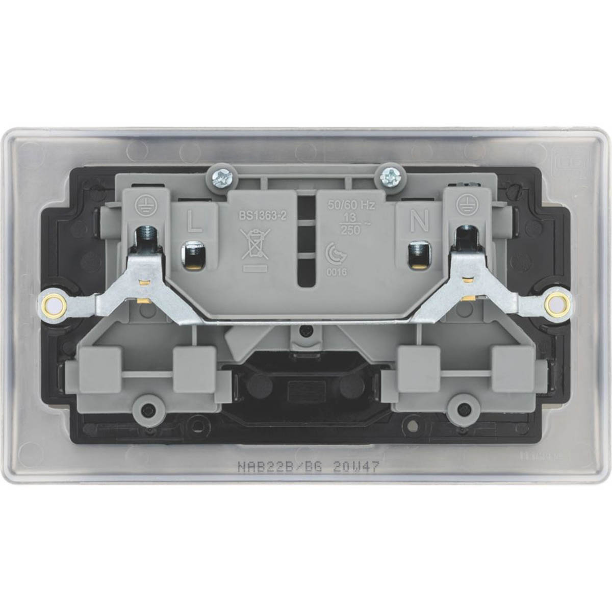 British General Wall Plug Socket 13A 2-Gang DP Switched Antique Brass Pack Of 5 - Image 3