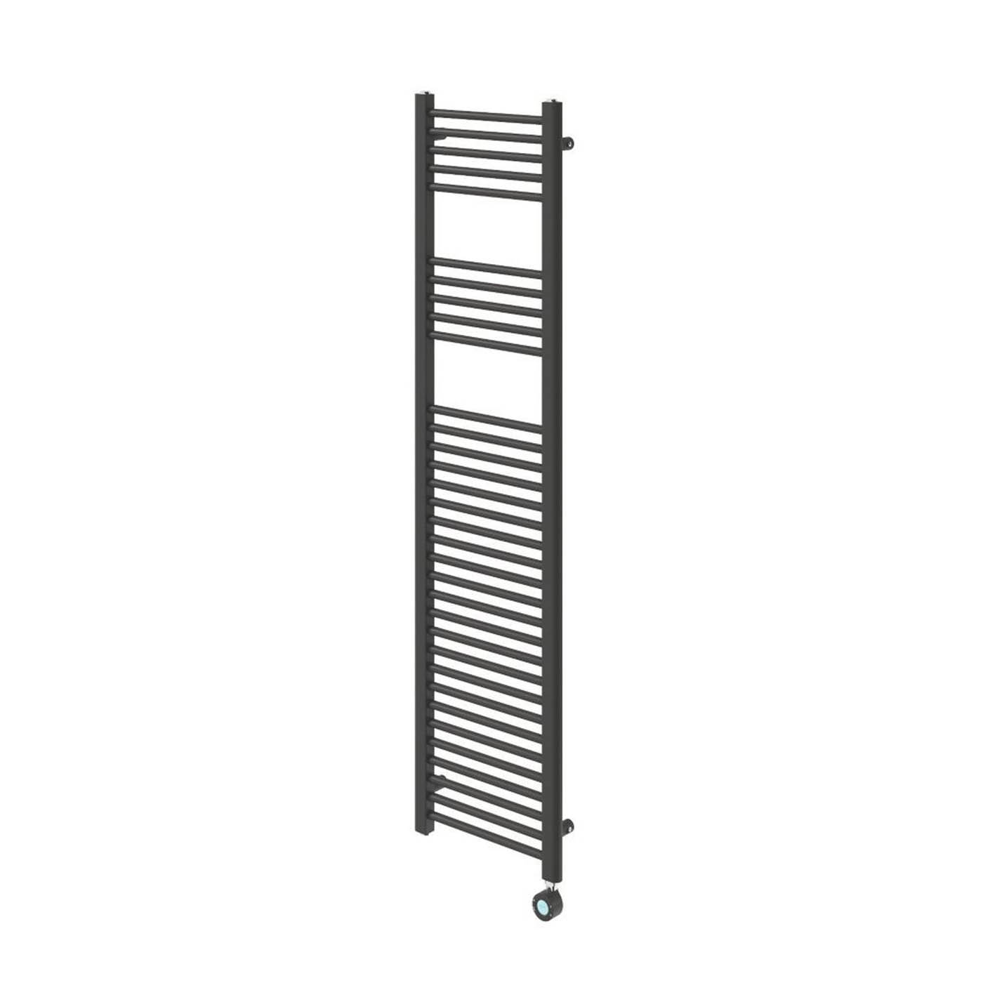 Flomasta Electric Towel Radiator Flat Matt Black Programmable 1600mm x 400mm - Image 1