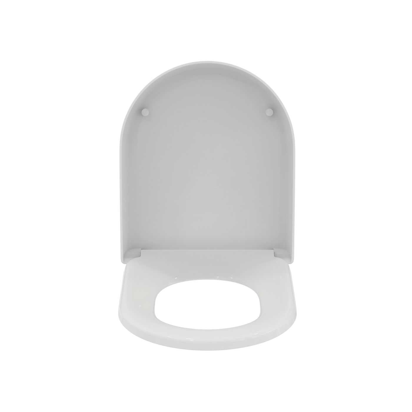 Toilet Seat Soft-Close Cover Round Duraplast White Top Fix Hinges Della - Image 1