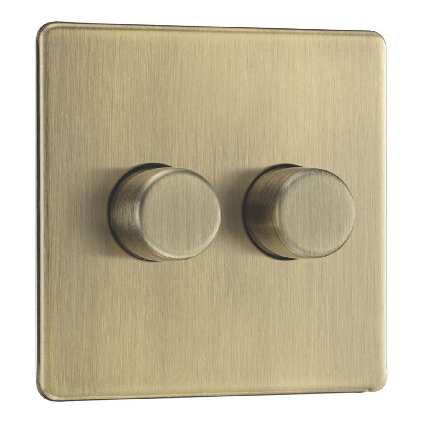 LAP LED Dimmer Light Switch LAP 2 Gang 2 Way Antique Brass Screwless Modern - Image 1