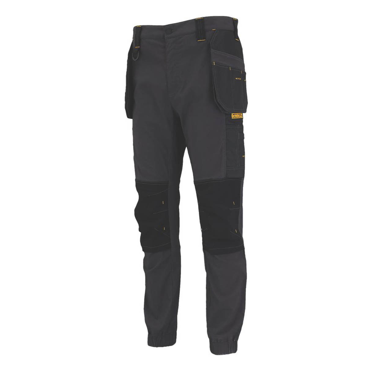 DeWalt Mens Work Trousers Grey Black Breathable Slim Fit Pockets 32" W 31" L - Image 1