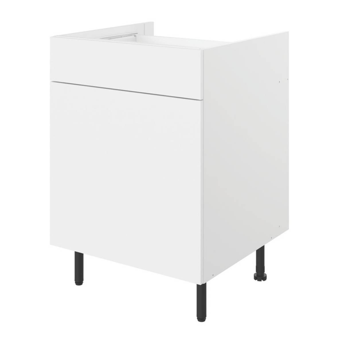 Kitchen Base Unit Cabinet Matt White Door Drawer Storage Cupboard 60x59x86cm - Image 1