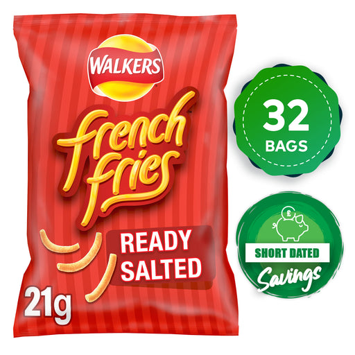 Walkers French Crisps Fries Ready Salted Snacks Pack of 32 x 21g - Image 1
