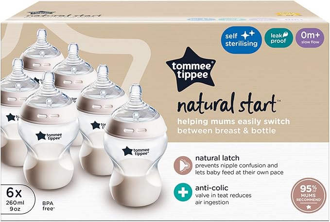 Tommee Tippee Baby Bottles Set Self-Sterilising Anti-Colic 260ml Pack of 6 - Image 1