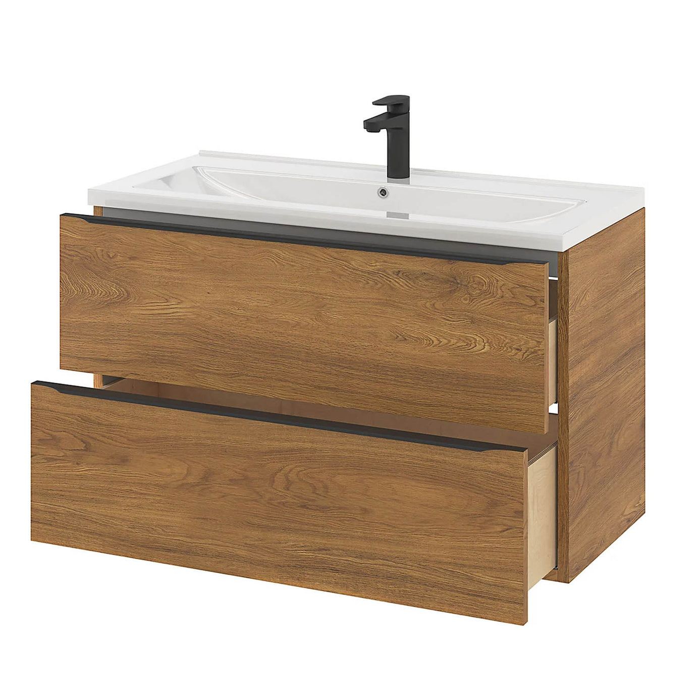 Bathroom Vanity Basin Sink White Rectangular Ceramic Countertop Waste W100.4cm - Image 8