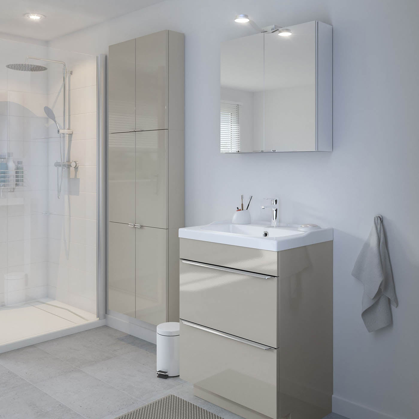 Imandra Bathroom Vanity Unit Under Sink Cabinet 2 Drawer Soft Close 60x82x45cm - Image 5