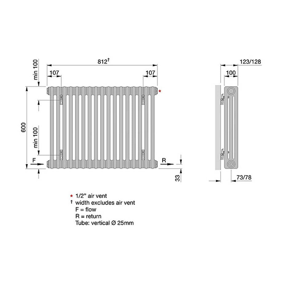 Acova 3 Column Radiator White Steel Horizontal Traditional 1035W (H)60x(W)81.2cm - Image 3