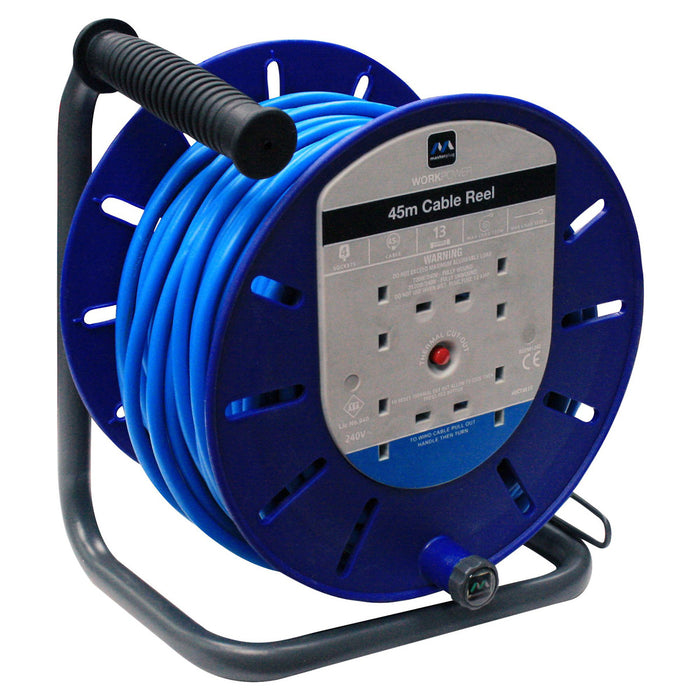 Masterplug 4 socket Cable reel 45m 240V 13A HDCT4513BQ/4-BD - Image 1