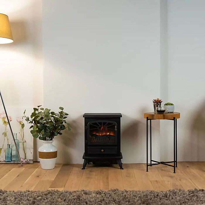 Electric Stove Fire Heater Fireplace Black Freestanding Log Flame Effect H540mm - Image 7