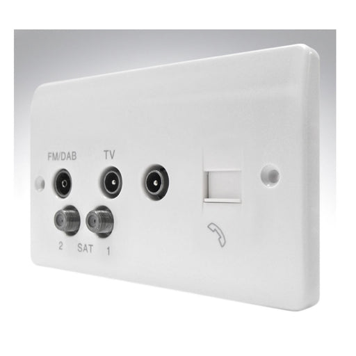 Multimedia Outlet Socket Coaxial TV FM DAB SAT Aerial Output Connections Wall - Image 1