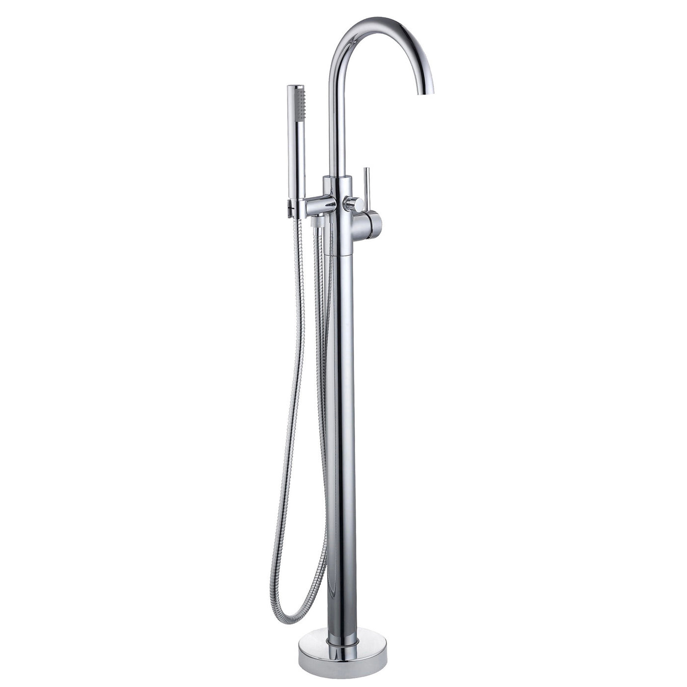 Bath Filler Tap Mixer Handheld Shower Set Chrome Bathroom Floor Mounted - Image 2