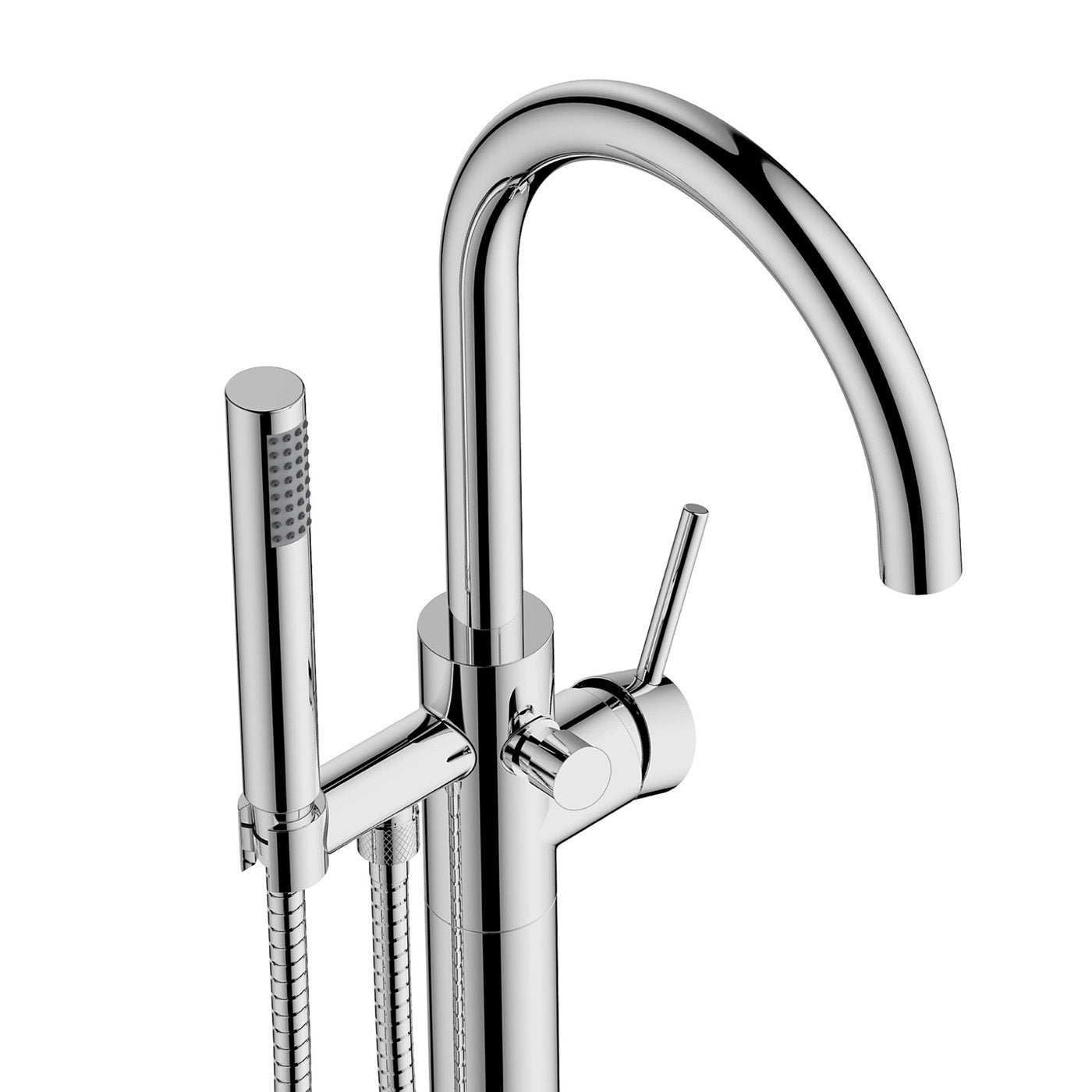Bath Filler Tap Mixer Handheld Shower Set Chrome Bathroom Floor Mounted - Image 3