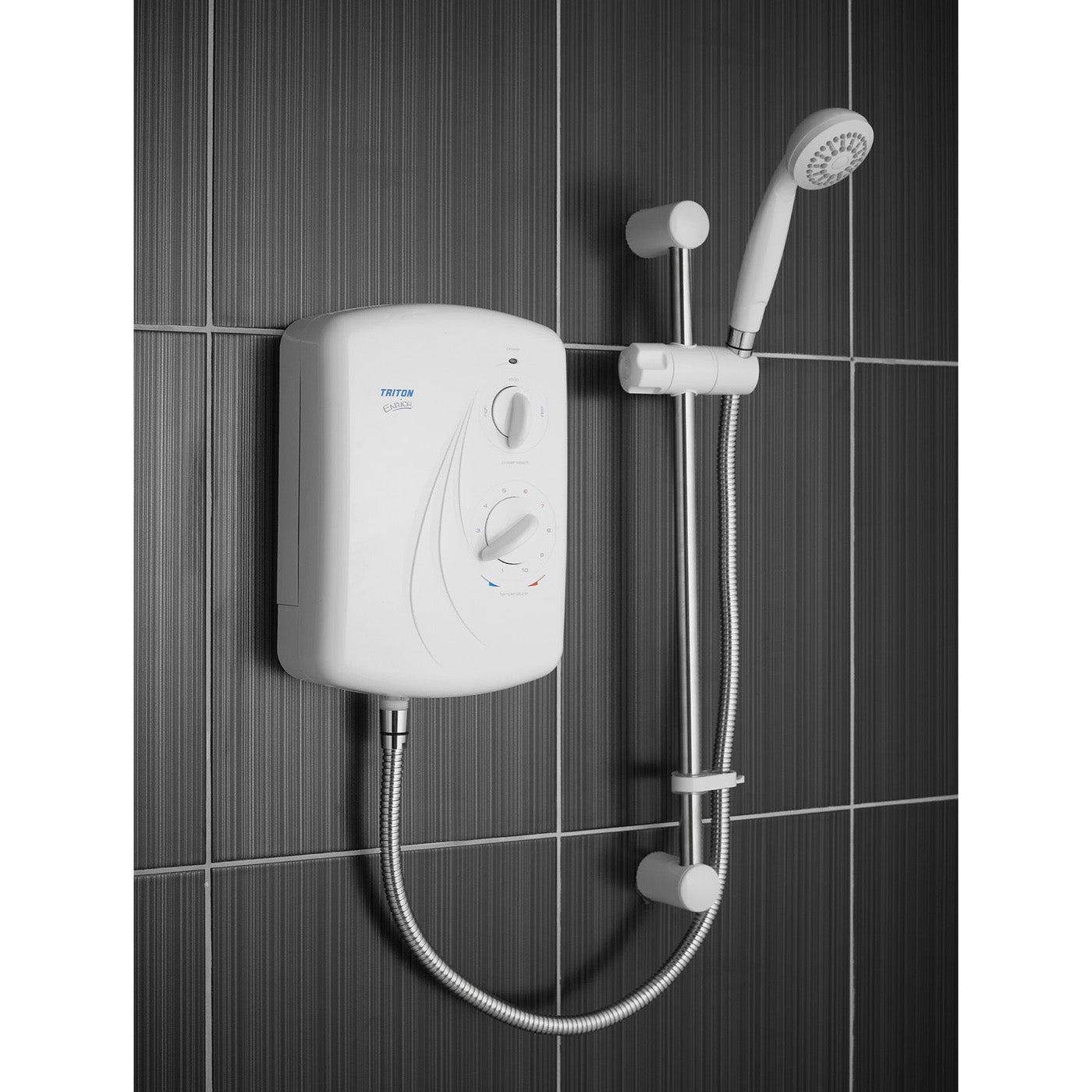 Triton Electric Shower Enrich SFXENR20WC White Stainless Steal Hose 10.5kW - Image 2