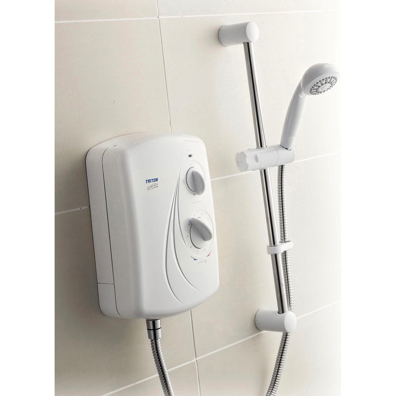 Triton Electric Shower Enrich SFXENR20WC White Stainless Steal Hose 10.5kW - Image 3