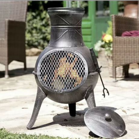 Chimenea Fire Heater Garden Cast Iron Steel Outdoor Patio Wood Log Burner - Image 1