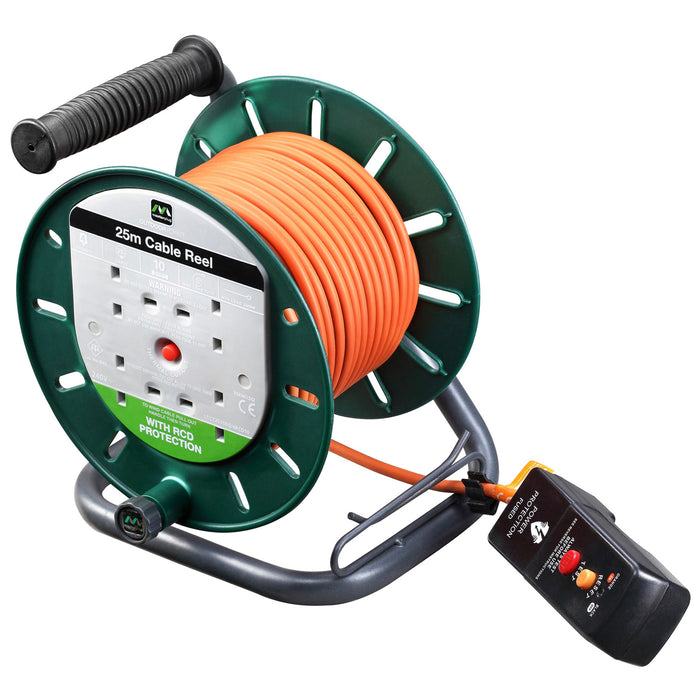 Masterplug 4 Socket Cable Reel 25m Safety RCD Plug Outdoor Extension 240V 10A - Image 3