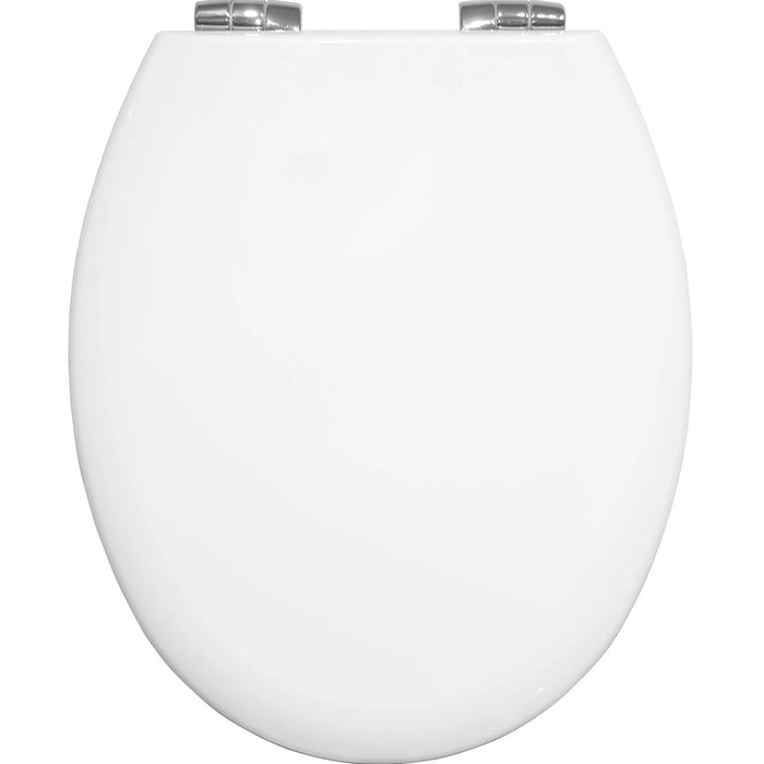 Oval Toilet Seat Soft Close Bathroom Moulded Wood Heavy Duty White Gloss Finish - Image 1