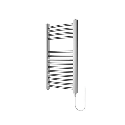 Electric Towel Rail Radiator Curved Chrome Compact Vertical Modern 700x400mm - Image 1