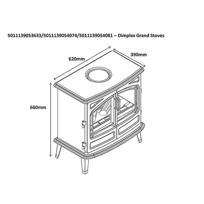 Dimplex Electric Stove Black OptiMyst Cast Enamel Effect With Remote Control 2kW - Image 6