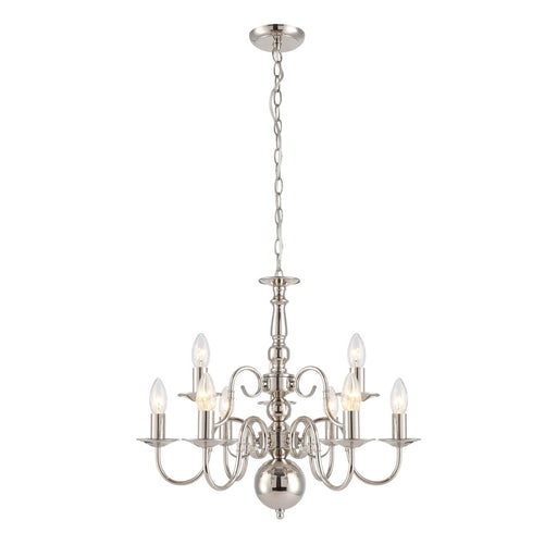 Pendant Ceiling Light Chandelier 9 Way Dimmable Nickel Bedroom Living Room - Image 1