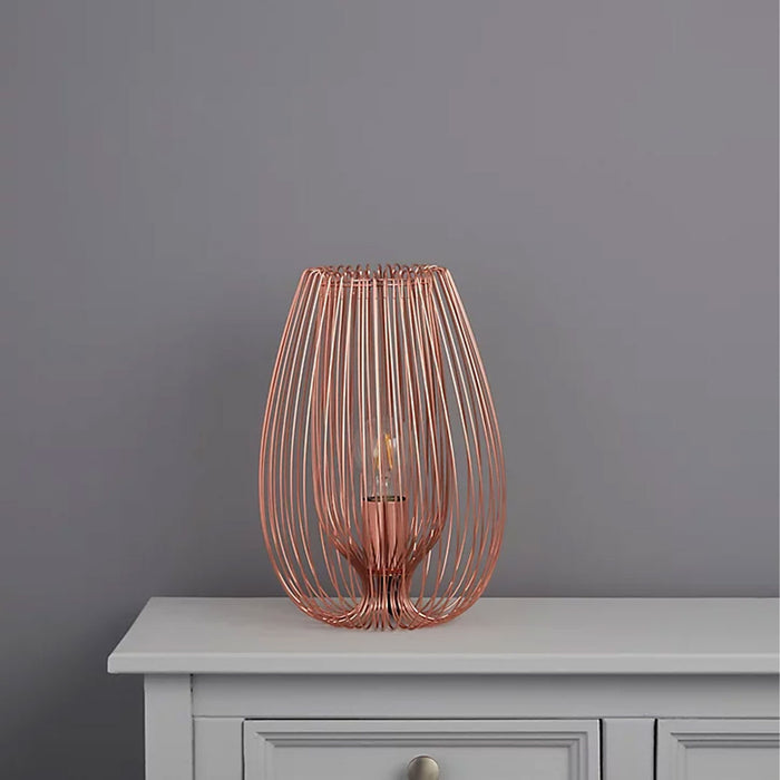 Table Lamp Modern Copper Effect Oaval Wire Open Airy Design Bedroom Livingroom - Image 3