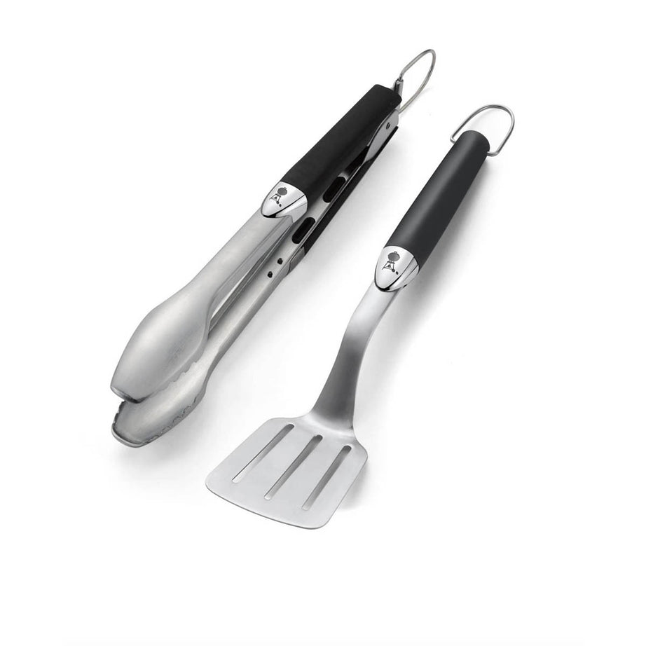 Weber Premium Tool Set Angled Spatula Locking Tongs Stainless Steel Pack of 2 - Image 2
