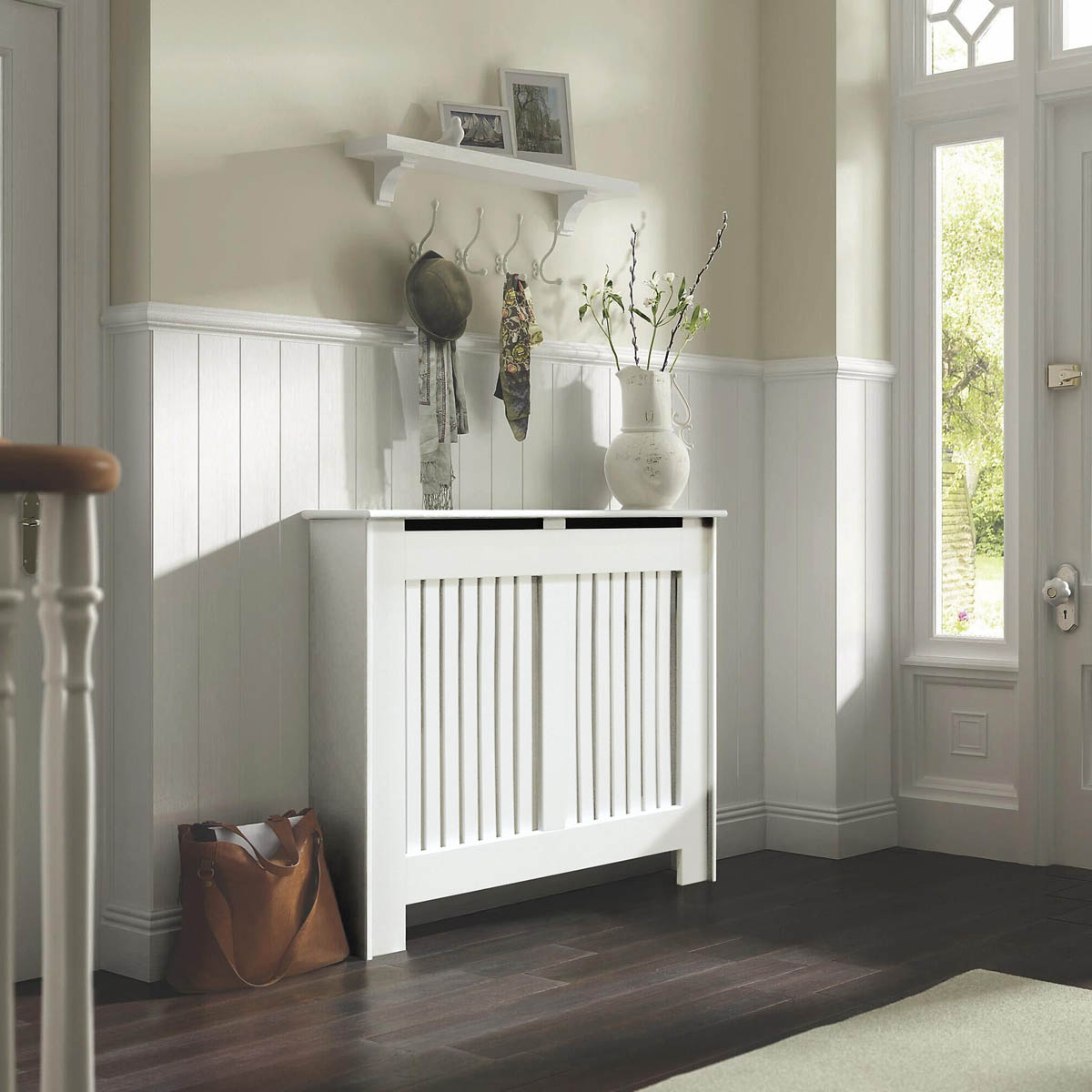 Kensington Radiator Cover Medium White Wood Modern 900mm(H) 1195mm(W) 200mm(D) - Image 3