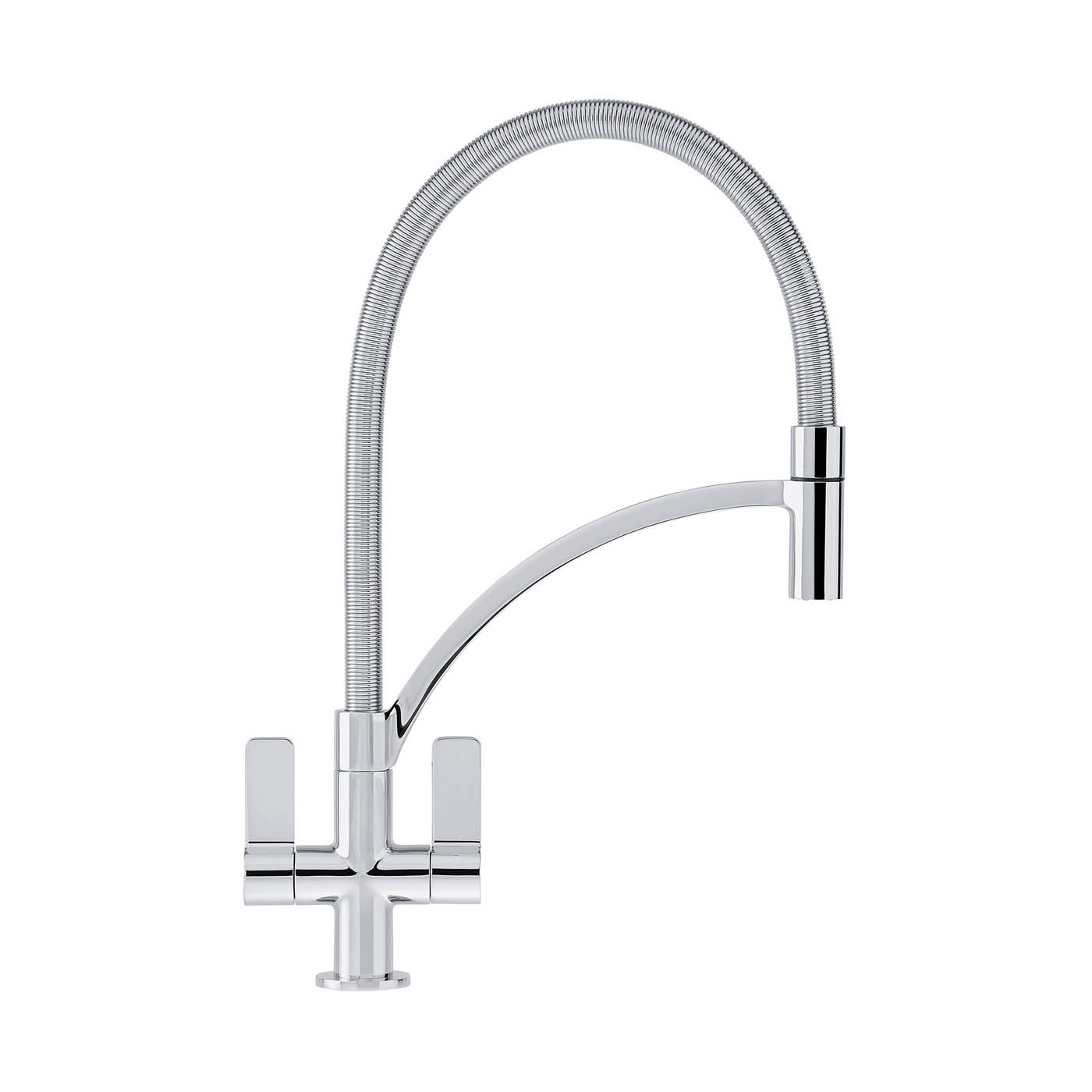 Franke Kitchen Mixer Tap Pull-Out Spring Neck Dual Lever Chrome Modern Monoblock - Image 1