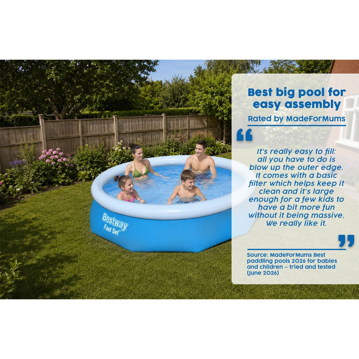 Bestway Above Ground Swimming Pool Set Inflatable 10ft x 30in Outdoor Splash - Image 4