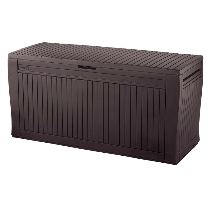 Keter Garden Storage Box Wood Effect Plastic Cushion Outdoor Storage Box 270L - Image 2