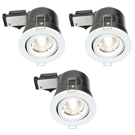 LED Ceiling Light Warm White Tilt Recessed Downlight Fire Rated Pack of 3 - Image 1