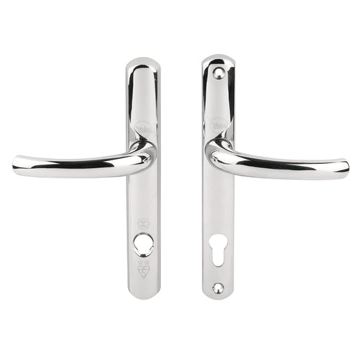 Yale Lock Door Handles Polished Chrome Curved Contemporary External Pair - Image 1