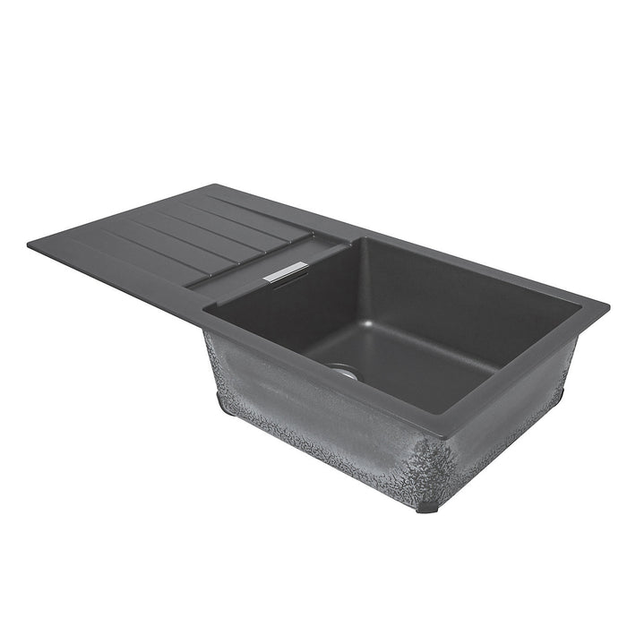 Kitchen Sink Polished Grey Composite Quartz 1 Bowl Drainer Reversible 50x100cm - Image 2