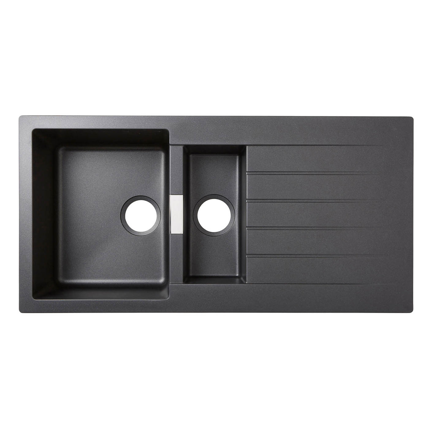 Cooke & Lewis Kitchen Sink 1.5 Bowl Black Composite Quartz Reversible Modern - Image 1