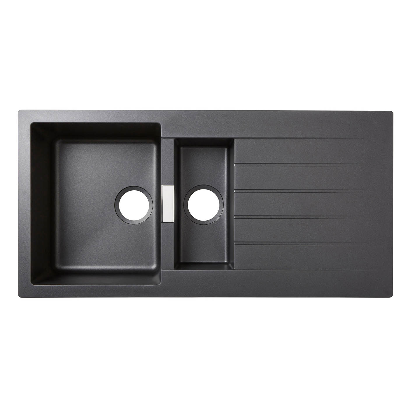Cooke & Lewis Kitchen Sink 1.5 Bowl Black Composite Quartz Reversible Modern - Image 1